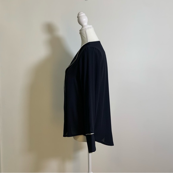 Navy Chiffon Long sleeve Blouse - Picture 6 of 10
